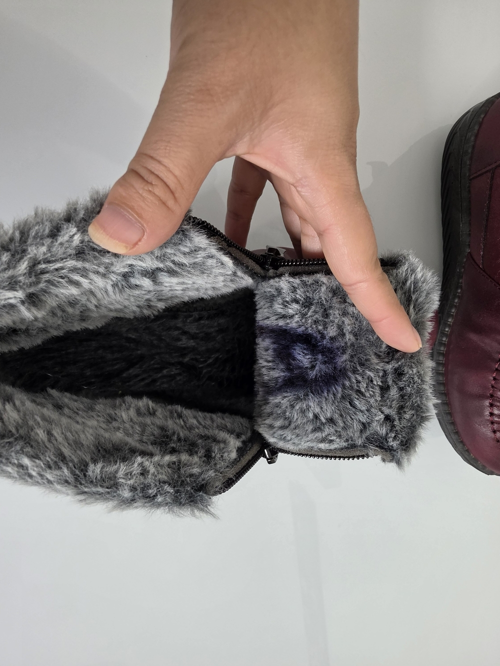 Womens Faux Fur Lined Winter Ankle Boots Burgundy EU 38 US 7 - Picture 7 of 12